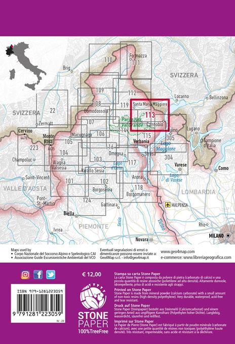 113 Valle Cannobina. Val Vigezzo, Monte Limidario, Centovalli, Brissago 1:25.000. Ediz. multilingue - 4