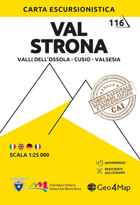 116 Val Strona. Valli dell'Ossola, Cusio, Valsesia 1:25.000 - copertina