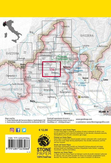 116 Val Strona. Valli dell'Ossola, Cusio, Valsesia 1:25.000 - 4