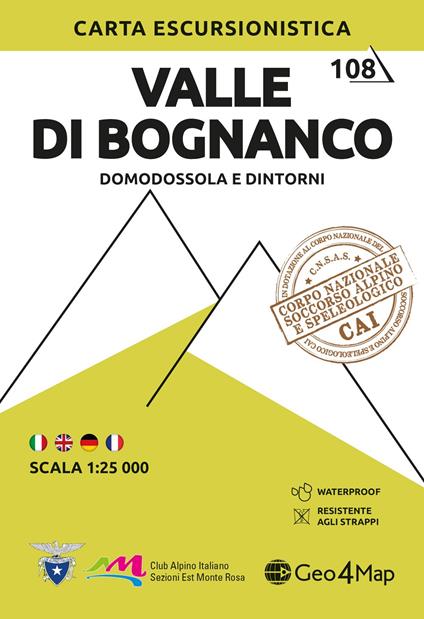 Valle di Bognanco. Domodossola e dintorni. Carta escursionistica 1:25.000 - copertina