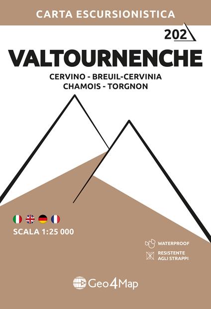 202 Valtournenche Cervino – Breuil-Cervinia – Chamois – Torgnon. Carta escursionistica 1:25.000 - copertina