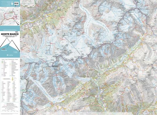 205 Monte Bianco Courmayeur, Val Veny, Val Ferret, Chamonix-Mont-Blanc. Carta escursionistica 1:25.000 - 2