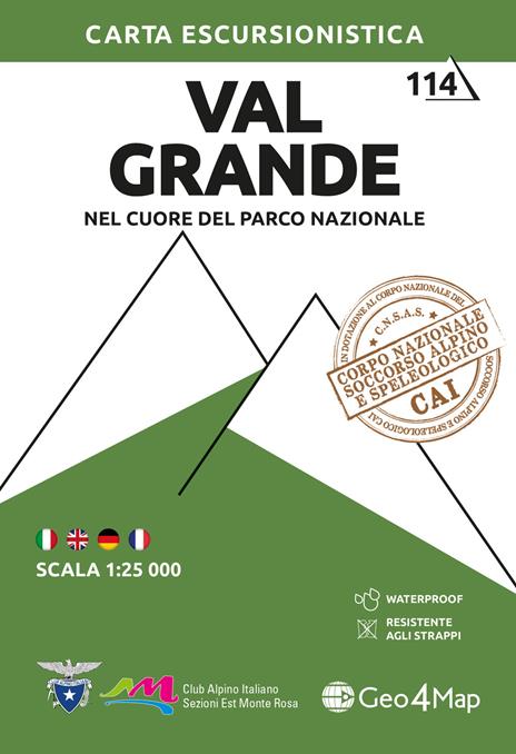 114 Val Grande. Nel cuore del Parco Nazionale. Carta escursionistica 1:25.000 - copertina