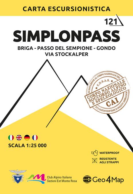 121. Simplonpass Briga – Passo Del Sempione – Gondo – Via Stockalper. Carta escursionistica 1:25.000 - copertina
