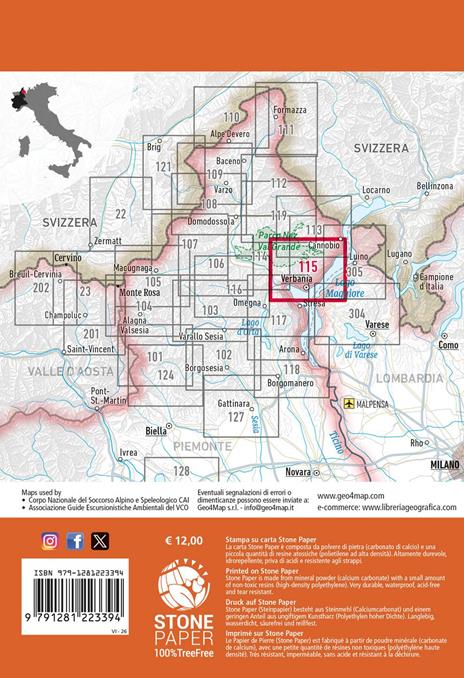 115. Alto Verbano Val Grande, Cannobio, Lago Di Mergozzo, Verbania. Carta escursionistica 1:25.000 - 3