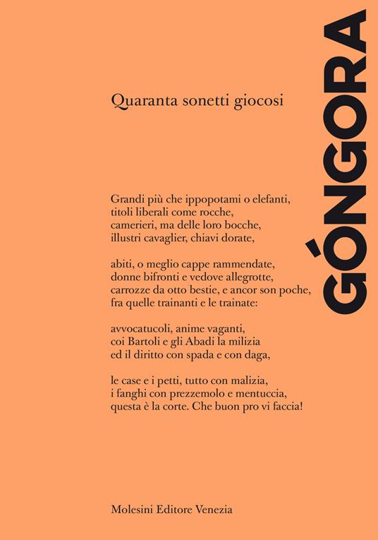 Quaranta sonetti giocosi. Ediz. italiana e spagnola - Luis De Gongora Y Argote - copertina