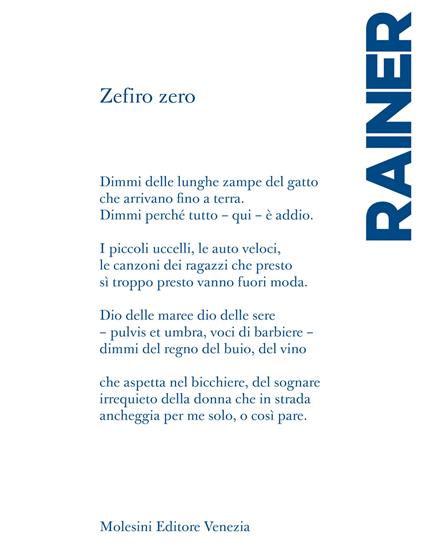 Zefiro zero - Guido Rainer - copertina