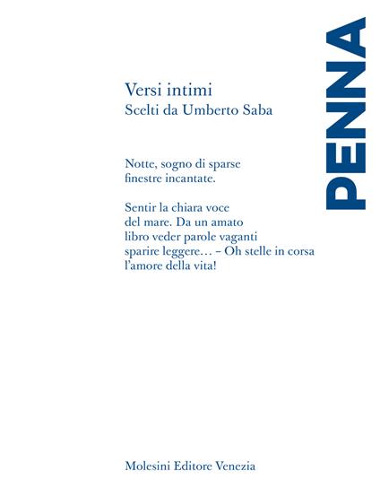 Versi intimi scelti da Umberto Saba - Sandro Penna - copertina