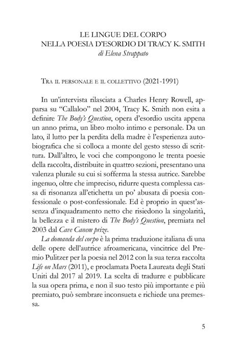 La domanda del corpo. Testo inglese a fronte - Tracy K. Smith - 2