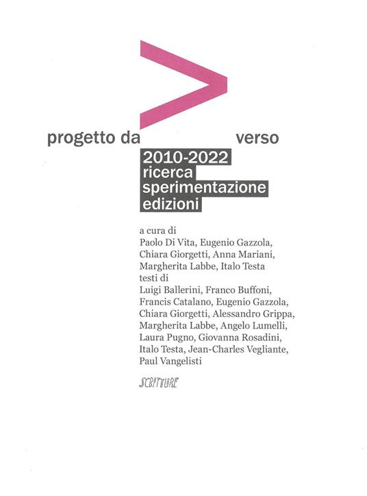 Progetto da>verso. 2010-2022 ricerca sperimentazione edizioni - copertina