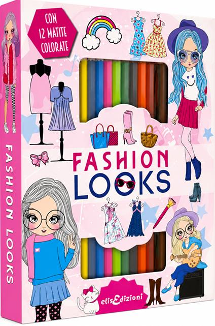 Fashion looks. Art kit. Con 12 matite colorate - copertina
