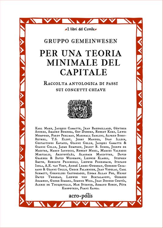 Per una teoria minimale del capitale. Raccolta antologica di passi sui concetti chiave - Gruppo Gemeinwesen - copertina