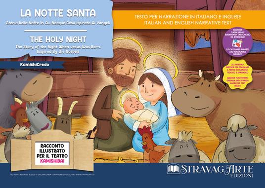 La notte santa. Storia della notte in cui nacque Gesù ispirata ai Vangeli-The holy night. The story of the night when Jesus was born, inspired by the Gospels. Storia kamishibai bilingue. Ediz. illustrata. Con Flashcards. Con QR Code - Linda Di Giacomo - copertina