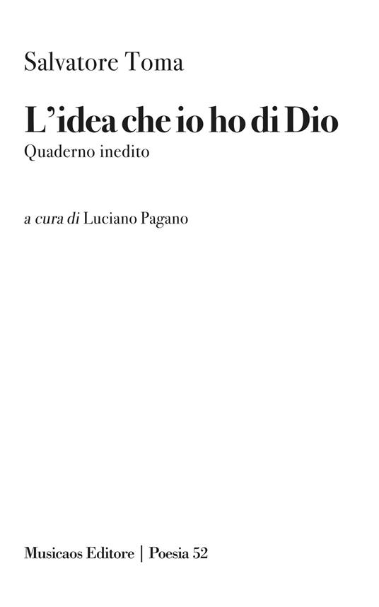 L'idea che io ho di Dio - Salvatore Toma - copertina