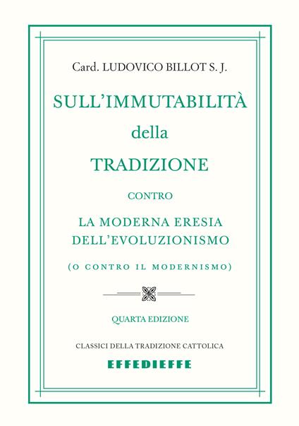 Sull'immutabilità della tradizione - Ludovico Billot - copertina