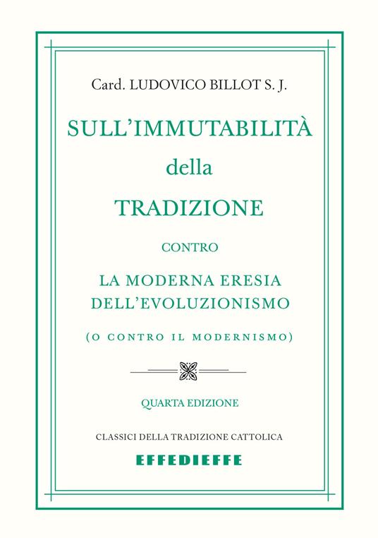 Sull'immutabilità della tradizione - Ludovico Billot - copertina
