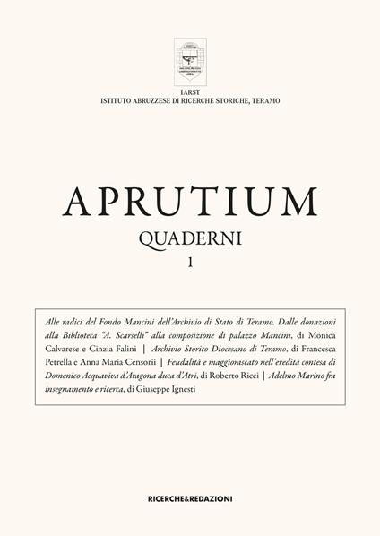 Aprutium. Quaderni. Vol. 1 - copertina