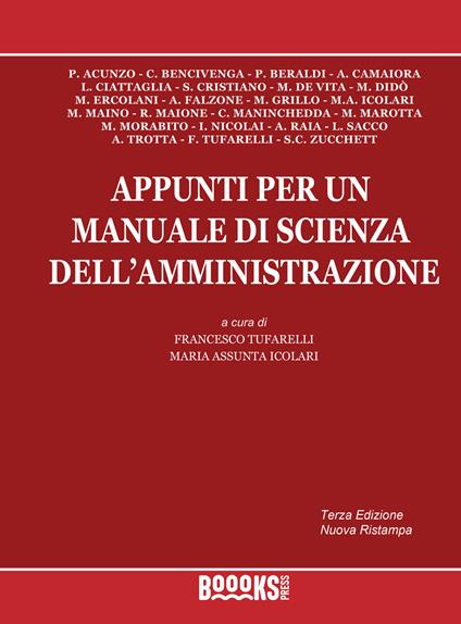 Appunti per un manuale di scienza dell'amministrazione - copertina