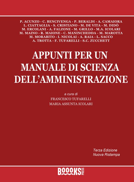 Appunti per un manuale di scienza dell'amministrazione - copertina