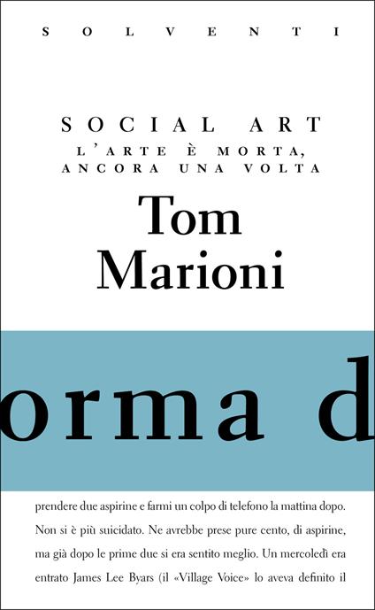 Social Art. L'arte è morta, ancora una volta. Ediz. limitata - Tom Marioni - copertina