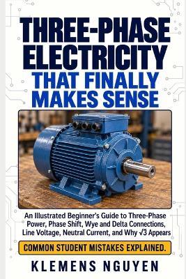 Three-Phase Electricity That Finally Makes Sense: An Illustrated Beginner's Guide to Three-Phase Power, Phase Shift, Wye and Delta Connections, Line Voltage, Neutral Current, and Why √3 Appears - Klemens Nguyen - cover