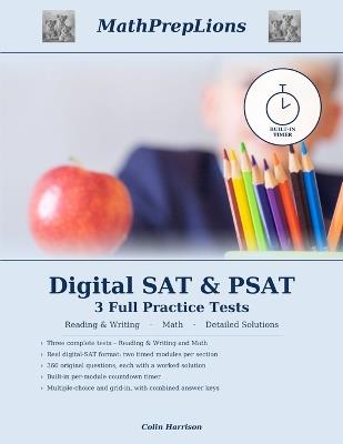 Digital SAT & PSAT 3 Full Practice Tests with a Built-In Timer - Colin Harrison - cover