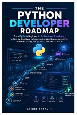 The Python Developer Roadmap: From Python Beginner to Professional Developer: A Step-by-Step Guide to Programming, Web Development, APIs, Databases, Testing, DevOps, Cloud, Automation, and AI - Ashokreddy Nemilidinne - cover