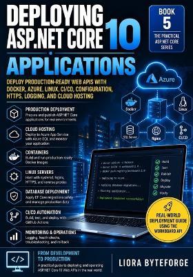 Deploying ASP.NET Core 10 Applications: Deploy Production-Ready Web APIs with Docker, Azure, Linux, CI/CD, Configuration, HTTPS, Logging, and Cloud Hosting - Liora Byteforge - cover