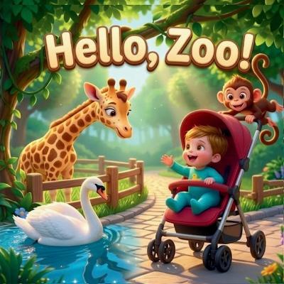 Hello, Zoo!: A First Zoo Adventure Board Book - A Cozy Day Meeting Every Animal Friend, from Hello to Goodnight - Zimloo Publishing - cover