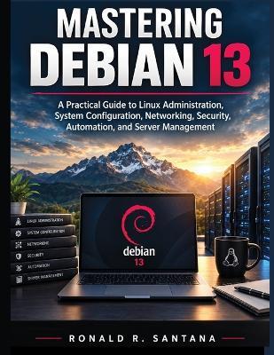 Mastering Debian 13: A Practical Guide to Linux Administration, System Configuration, Networking, Security, Automation, and Server Management - Ronald R Santana - cover