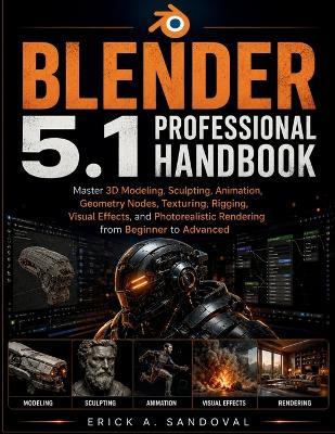 Blender 5.1 Professional Handbook: Master 3D Modeling, Sculpting, Animation, Geometry Nodes, Texturing, Rigging, Visual Effects, and Photorealistic Rendering from Beginner to Advanced - Erick A Sandoval - cover