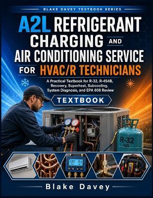 A2l Refrigerant Charging and Air Conditioning Service for Hvac/R Technicians: A Practical Textbook for R-32, R-454B, Recovery, Superheat, Subcooling, System Diagnosis, and EPA 608 Review - Blake Davey - cover