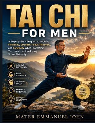 Tai CHI for Men: A Step-by-Step Program to Improve Flexibility, Strength, Focus, Recovery, and Longevity While Protecting Your Joints and Reducing Stress Naturally - Emmanuel John - cover
