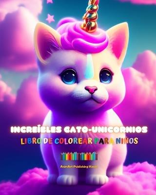 Increíbles gato-unicornios Libro de colorear para niños Adorables criaturas fantásticas llenas de amor: Felices gato-unicornios que impulsan la creatividad y diversión de los pequeños - Animart Publishing House - cover