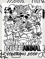 Coloring Books For Kids: Cute Animals Doodles: Awesome animals mandalas coloring book For Kids Aged 7+