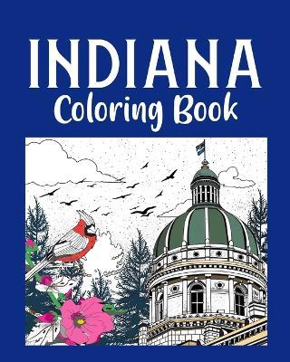 Indiana Coloring Book: Adult Painting on USA States Landmarks and Iconic - Paperland - cover