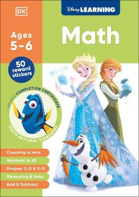Disney Learning Math (Ages 5-6): Kindergarten Counting, Measuring, Add & Subtract Workbook for Kids, Curriculum-Based - DK - cover