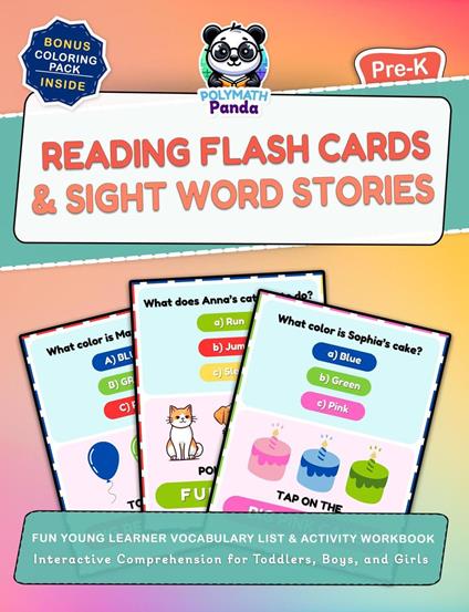 Reading Flash Cards & Sight Word Stories for Pre-K: Fun Young Learner Vocabulary List & Activity Workbook | Interactive Comprehension for Toddlers, Boys, and Girls - Polymath Panda - ebook
