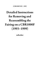 Detailed Instructions for Removing and Reassembling the Fairing on a CBR1000F (1993–1999)