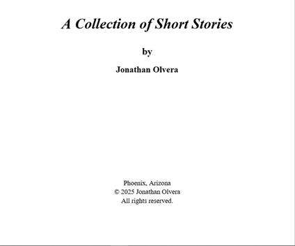 A Collection of Short Stories By Jonathan Olvera