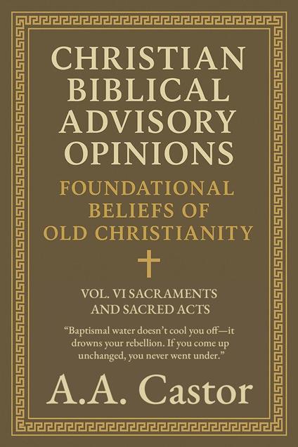 Christian Biblical Advisory Opinions: Foundational Beliefs of Old Christianity - VOL. VI SACRAMENTS AND SACRED ACTS