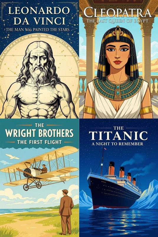 Simple Stories: A2 English Graded Reader on Leonardo da Vinci, Cleopatra & the Wright Brothers , Titanic - Learn English through inspiring true stories