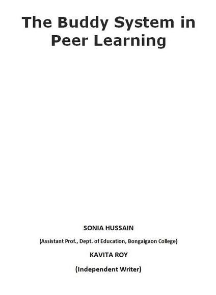 The Buddy System in Peer Learning - SONIA HUSSAIN,KAVITA ROY - ebook