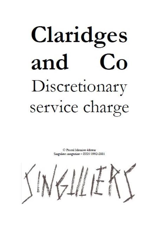 Claridges and Co : Discretionary Service Charge