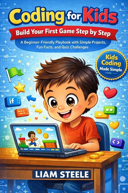 Coding for Kids: Build Your First Game Step by Step, A Beginner-Friendly Playbook with Simple Projects, Fun Facts, and Quiz Challenges - Liam Steele - ebook