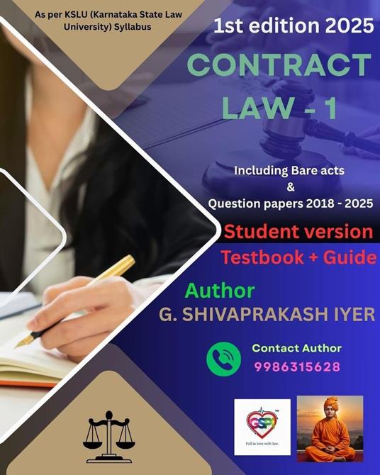 Contract law 1 hybrid book in English (As per KSLU syllabus)