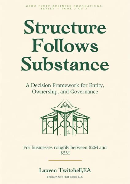 Structure Follows Substance: A Decision Framework for Entity, Ownership, and Governance