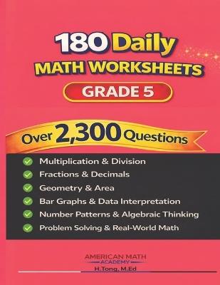 180 Daily Math Worksheets: Grade 5 - American Math Academy - cover