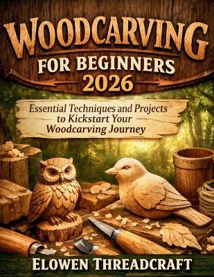 Woodcarving for Beginners 2026: Essential Techniques and Projects to Kickstart Your Woodcarving Journey - Elowen Threadcraft - cover