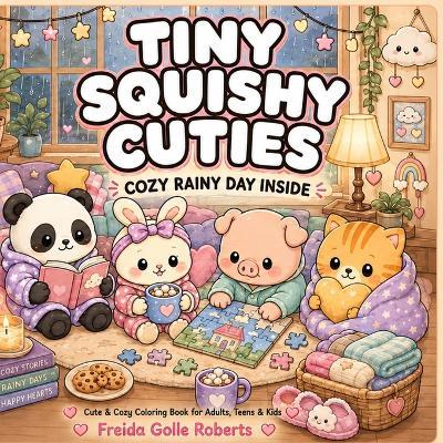 Tiny Squishy Cuties: Cozy Rainy Day Inside Coloring Book for Adults and Teens Featuring Super Cute Animal Characters with Easy and Simple Designs for Relaxation (Tiny Squishy Cuties Coloring Book Universe) - Freida Golle Roberts - cover